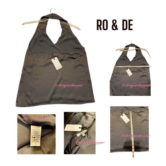 Ro&De Chocolate Brown Satin halter Top Sexy  NWT Womens Size Small - Picture 2 of 6